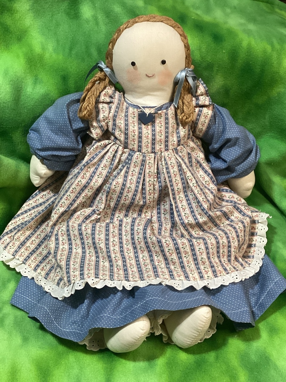 Folk Art Rag Doll Country Style Handmade & Dressed Signed Bertha Jane 1988